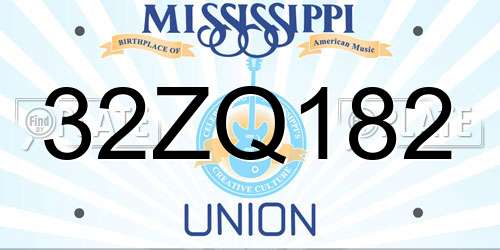 32ZQ182 Mississippi License Plate