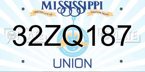 32ZQ187 Mississippi License Plate