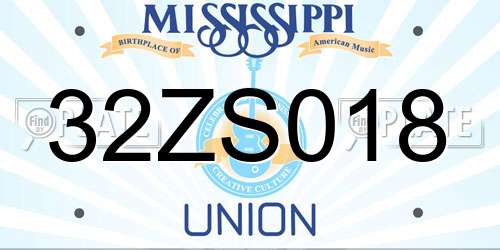 32ZS018 Mississippi License Plate