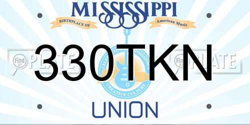 330TKN Mississippi License Plate