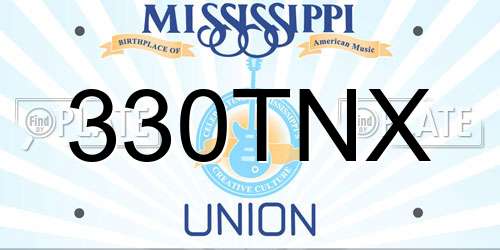 330TNX Mississippi License Plate
