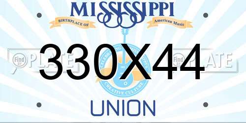 330X44 Mississippi License Plate