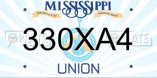 330XA4 Mississippi License Plate