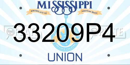 33209P4 Mississippi License Plate