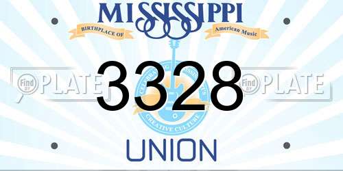 3328 Mississippi License Plate