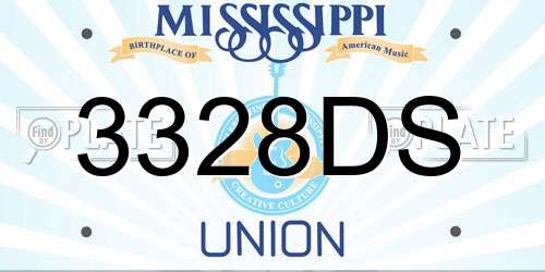 3328DS Mississippi License Plate