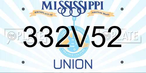 332V52 Mississippi License Plate