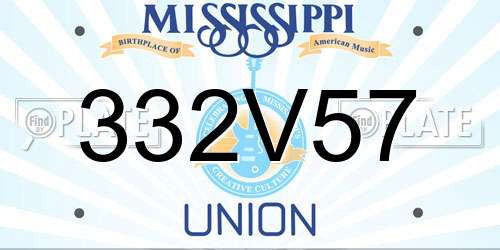 332V57 Mississippi License Plate