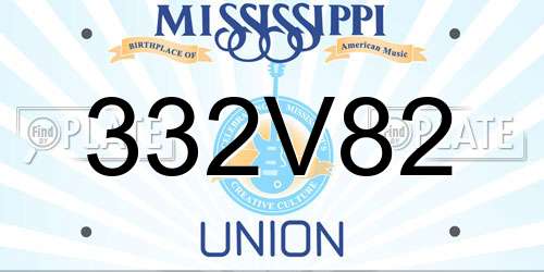 332V82 Mississippi License Plate