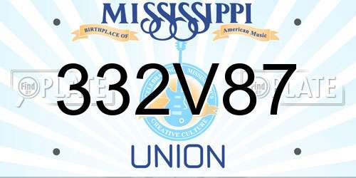 332V87 Mississippi License Plate