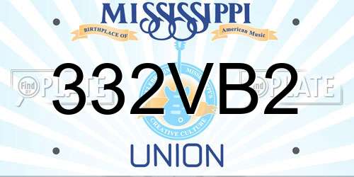 332VB2 Mississippi License Plate