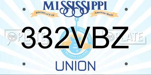 332VBZ Mississippi License Plate
