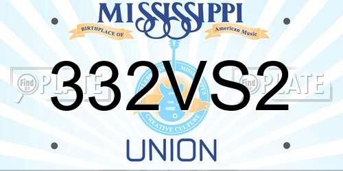 332VS2 Mississippi License Plate
