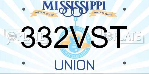 332VST Mississippi License Plate