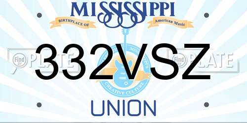 332VSZ Mississippi License Plate