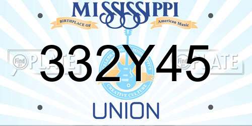 332Y45 Mississippi License Plate