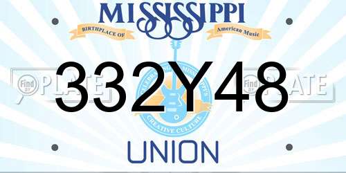 332Y48 Mississippi License Plate