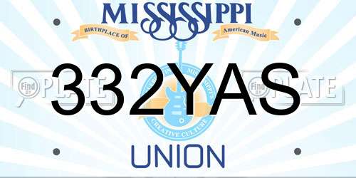332YAS Mississippi License Plate