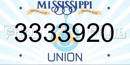 3333920 Mississippi License Plate