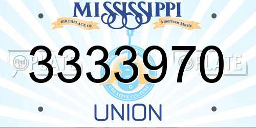 3333970 Mississippi License Plate