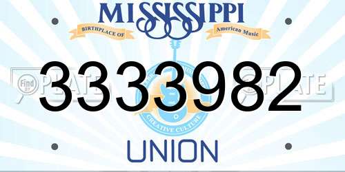 3333982 Mississippi License Plate