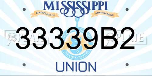 33339B2 Mississippi License Plate