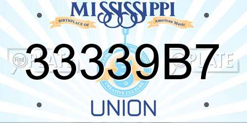 33339B7 Mississippi License Plate