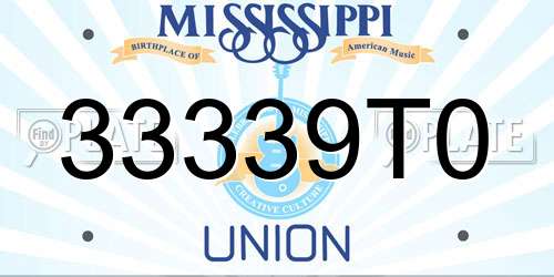 33339T0 Mississippi License Plate