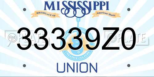 33339Z0 Mississippi License Plate