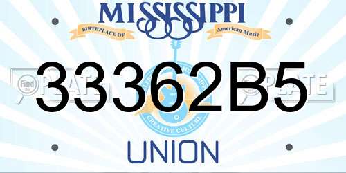 33362B5 Mississippi License Plate