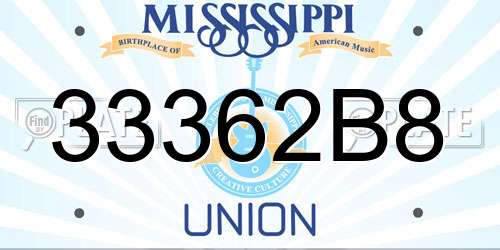 33362B8 Mississippi License Plate