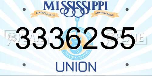 33362S5 Mississippi License Plate