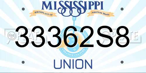 33362S8 Mississippi License Plate
