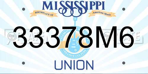 33378M6 Mississippi License Plate