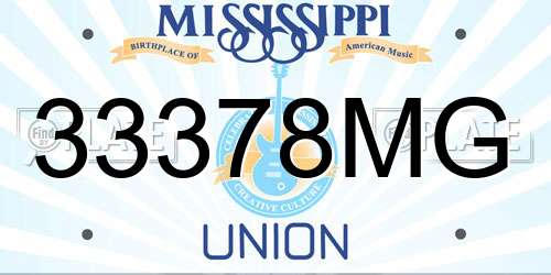 33378MG Mississippi License Plate