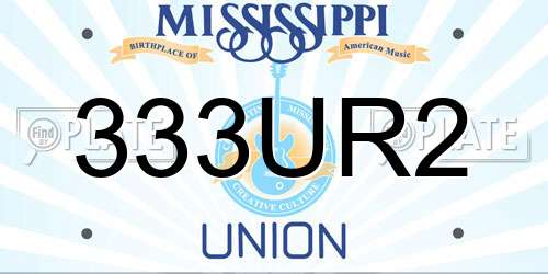 333UR2 Mississippi License Plate