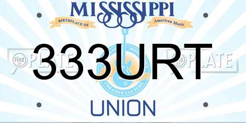 333URT Mississippi License Plate