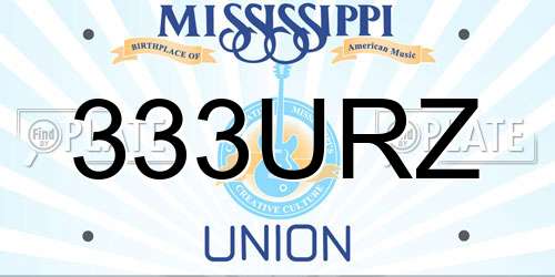 333URZ Mississippi License Plate