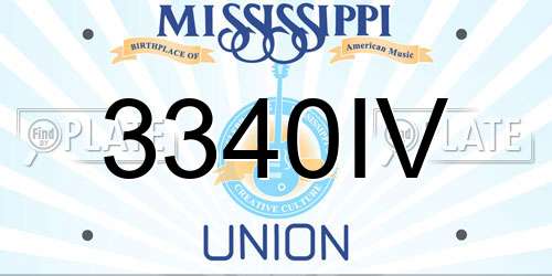 3340IV Mississippi License Plate
