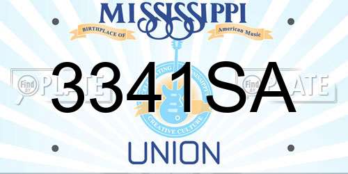 3341SA Mississippi License Plate