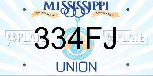 334FJ Mississippi License Plate