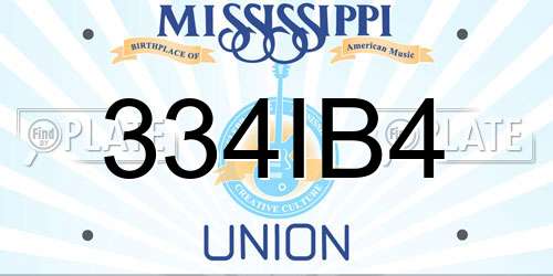 334IB4 Mississippi License Plate