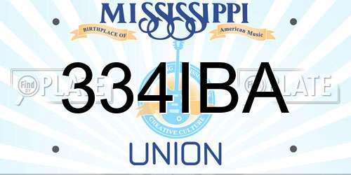 334IBA Mississippi License Plate