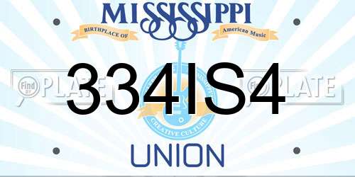334IS4 Mississippi License Plate