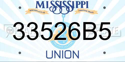 33526B5 Mississippi License Plate