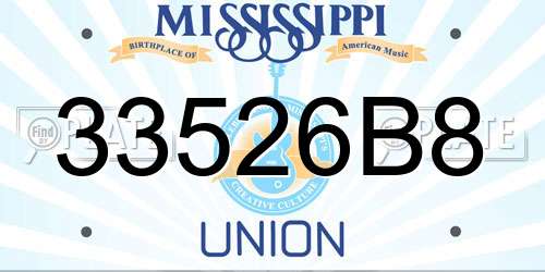 33526B8 Mississippi License Plate