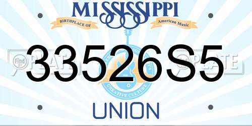 33526S5 Mississippi License Plate