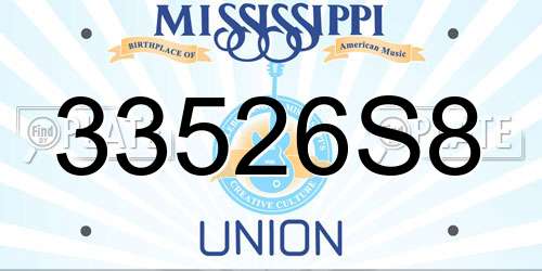 33526S8 Mississippi License Plate