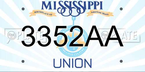 3352AA Mississippi License Plate