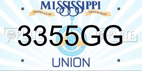 3355GG Mississippi License Plate